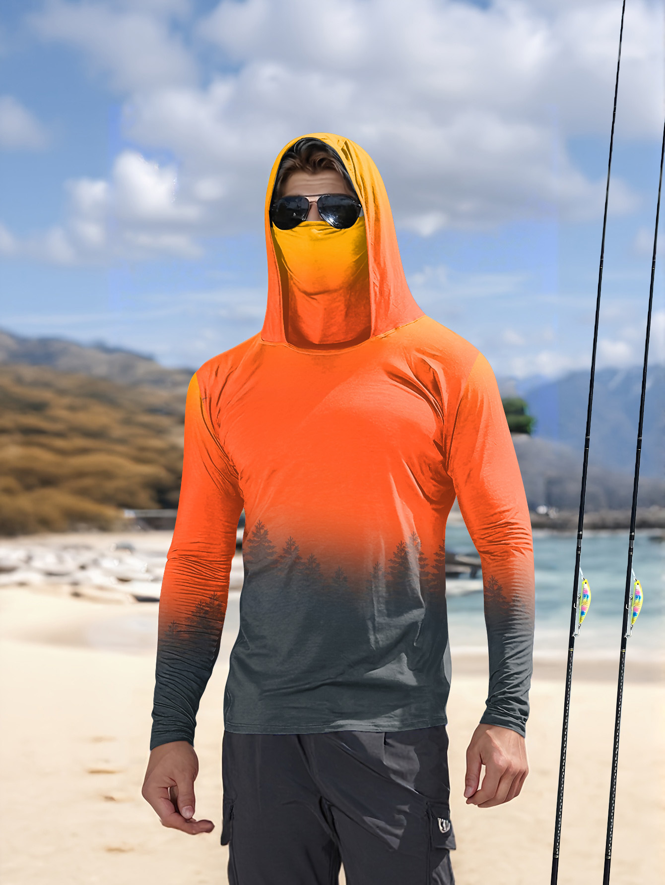 Camiseta Masculina com Capuz e - Fishing Hoodie avaliação e preço
