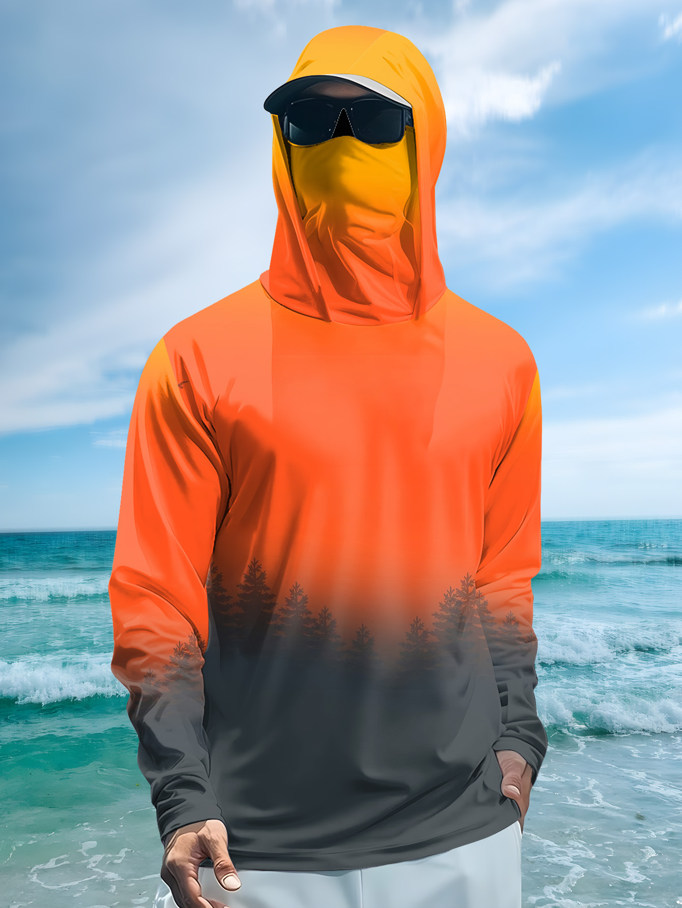 Camiseta Masculina com Capuz e - Fishing Hoodie avaliação e preço